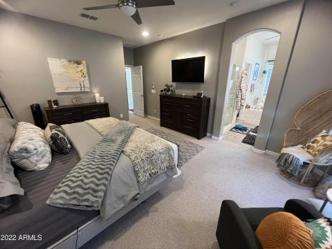 Primary Bedroom Facing Full Bathroom
