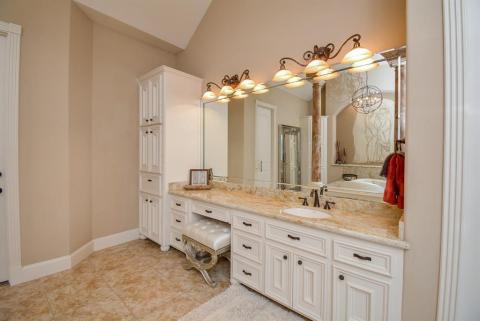 Great vanity area with lots of storage