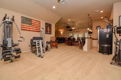Fitness area in large flex space.