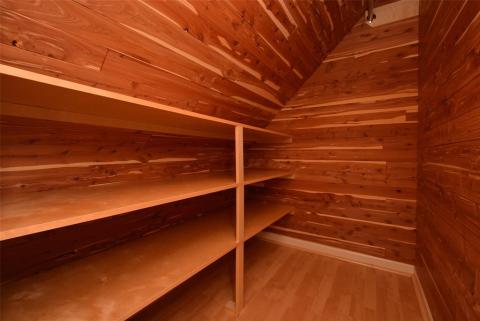 Now, here's something you rarely see. A real, cedar lined closet to ensure fresh storage of clothing, linens, anything that nature can easily protect!