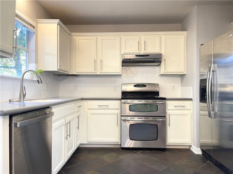 Range with double oven.