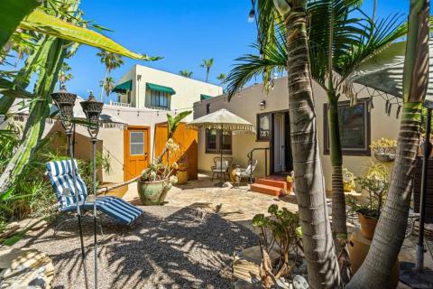 Corner view of private backyard