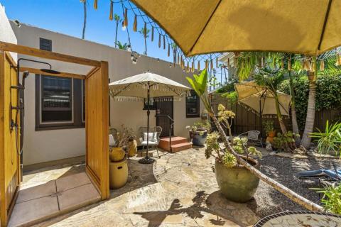 Outdoor shower and side yard