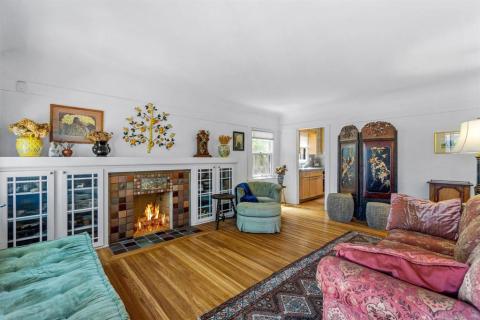 Showing built-ins and fireplace