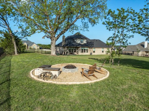 View of yard featuring a fenced backyard and an outdoor fire pit