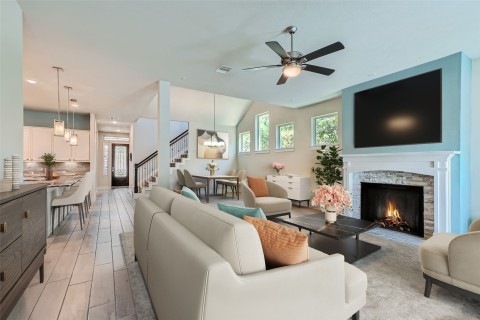 Virtually staged living and dining areas