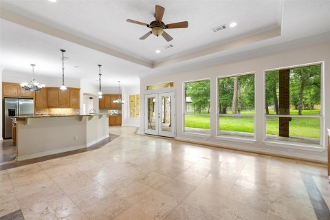 A wall of windows to bring the natural light in.