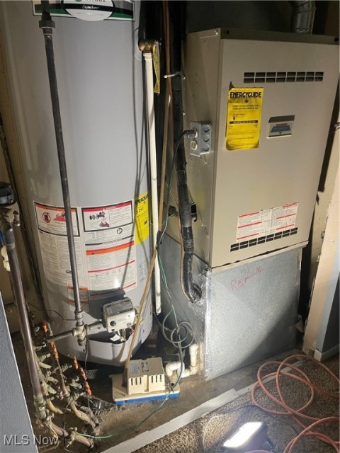 Utilities with gas water heater and heating unit