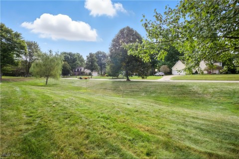 View of green lawn with view of wooded area