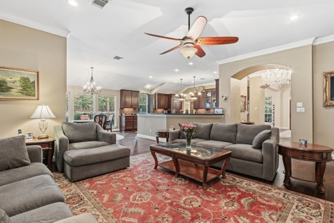 Experience effortless entertaining in this spacious family room with an inviting open floor plan.