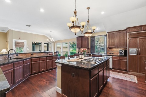 Abundant custom cabinets that features elegant beaded board fronts, enhances your kitchen storage and adds plenty of style to the kitchen.