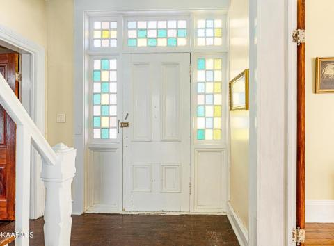Front door with stained glass