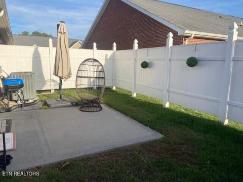 fenced back yard
