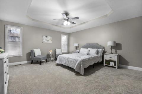 Large Master Suite with Coffered Ceiling