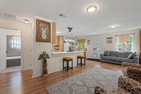 Living room featuring light wood-style floors and