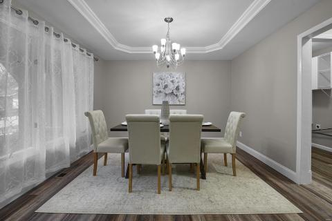 Formal Dining Room with luxury viny & coffered ceiling