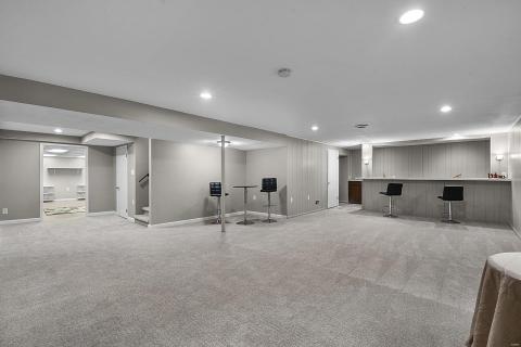 Finished LL Rec Room with Wet Bar, Pool/gaming area, Play room and work shop room