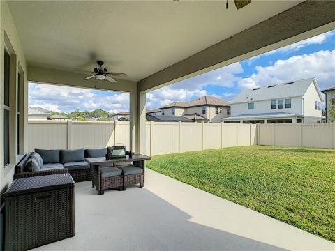 Covered lanai and private fenced patio