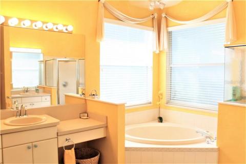 Master bath with 2 sinks, soaking tub and stand-up shower